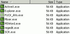 Los iconos de los archivos creados en la carpeta de archivos compartidos del KaZaa son tambi�n de una X verde.
