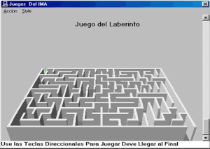 Al ejecutarse, el gusano muestra una ventana con el "Juego del Laberinto"