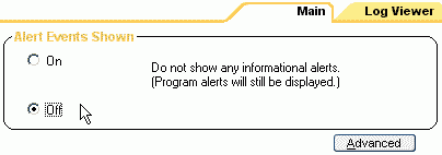 "Alert Events Shown" debe estar en Off, de lo contrario nos volveremos paranoicos