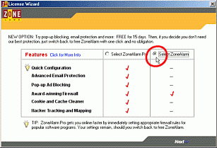 Para instalar la versi�n gratuita, seleccione la opci�n "Select ZoneAlarm"