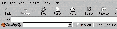 ZeroPopUps agrega una barra de herramientas en el Internet Explorer